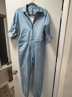 American Bazi Light Blue Denim Jumpsuit